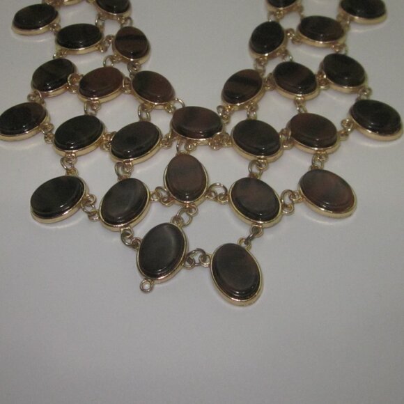 Golden Brown with Black Bib Necklace - Picture 2 of 5